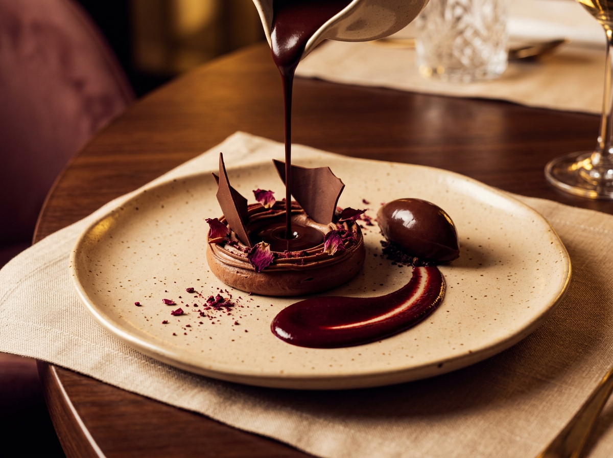 Refined chocolate dessert presentation
